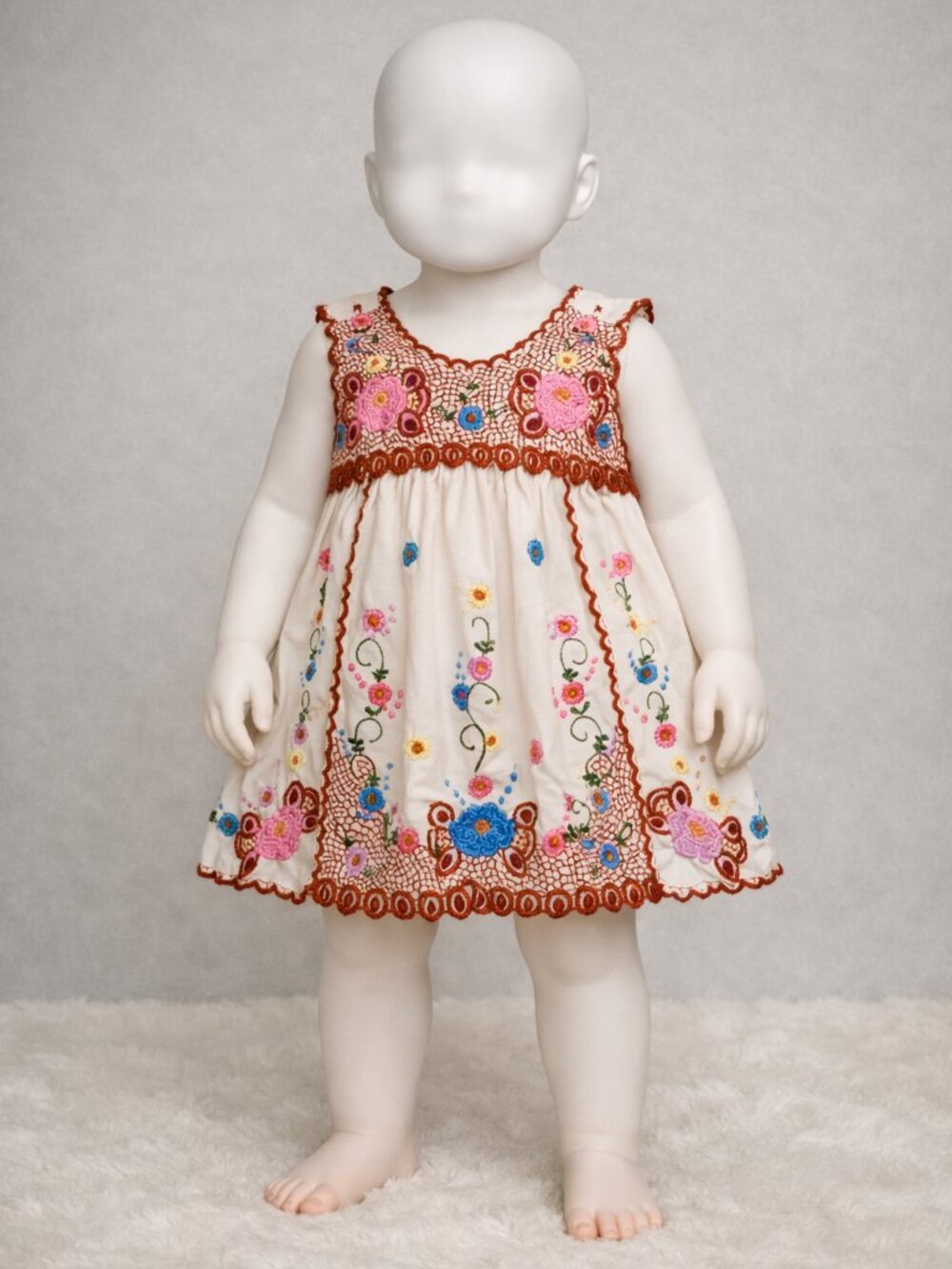 Embroidered toddler sleeveless cotton summer dress